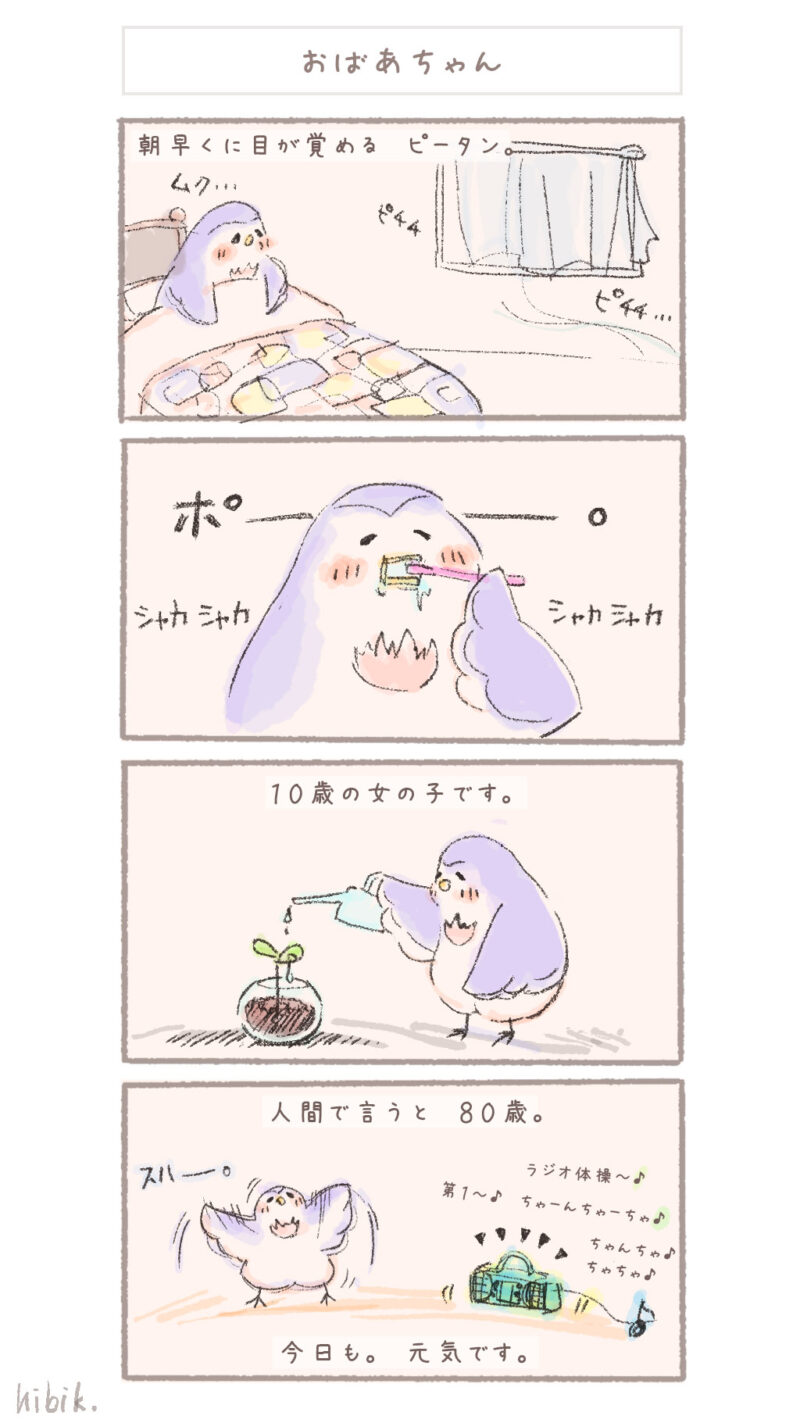 まんまるピヨ吉 ４コマ漫画 『おばあちゃん』