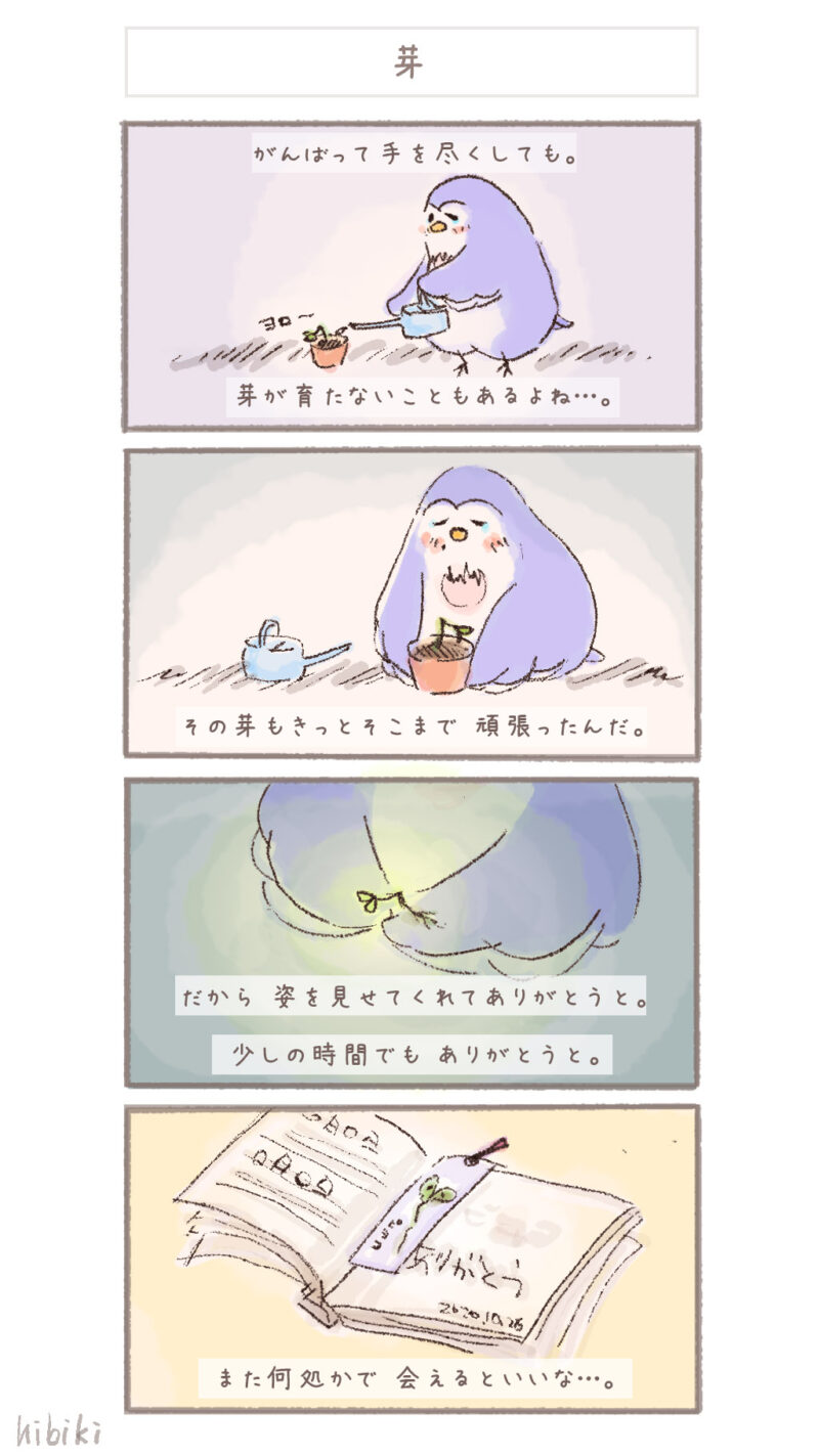 まんまるピヨ吉 ４コマ漫画 『芽』