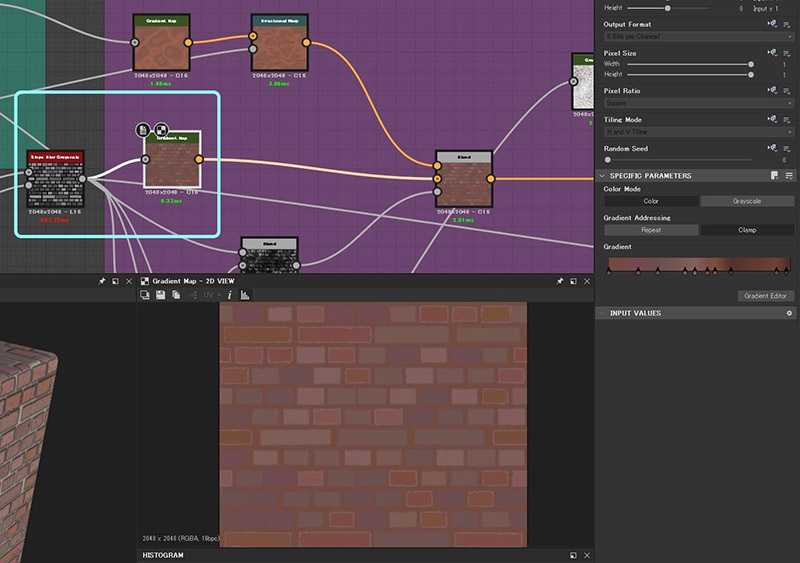 substance designer レンガの壁のマテリアル作成 ノード構成